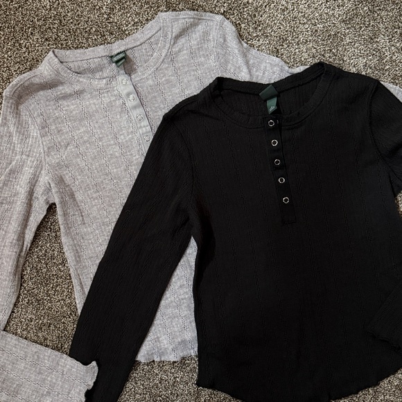 Bundle Henleys, Black and Gray Long Sleeve Tops - Picture 2 of 7